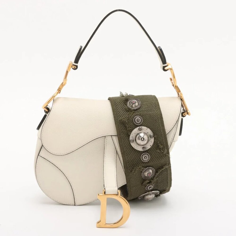 Christian Dior Saddle Bag Leather Shoulder bag White